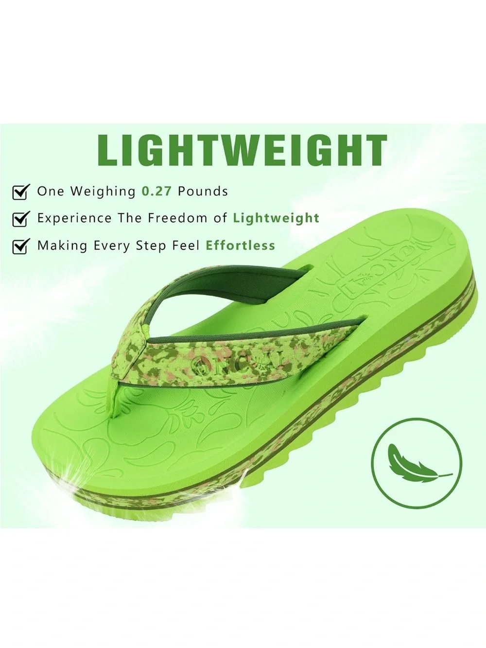 ONCAI Flip Flops for Women, Fashion Printed Platform Sandals Woman with Arch Sup